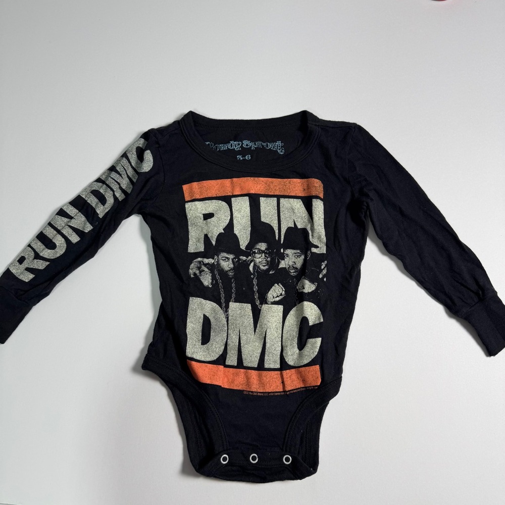 Rowdy‎ Sprout Run DMC Graphic Bodysuit Black Long Sleeve Infant 3-6 Months